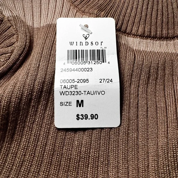 WINDSOR Neutral Striped Long Sleeve Body Con Dress - Picture 3 of 4